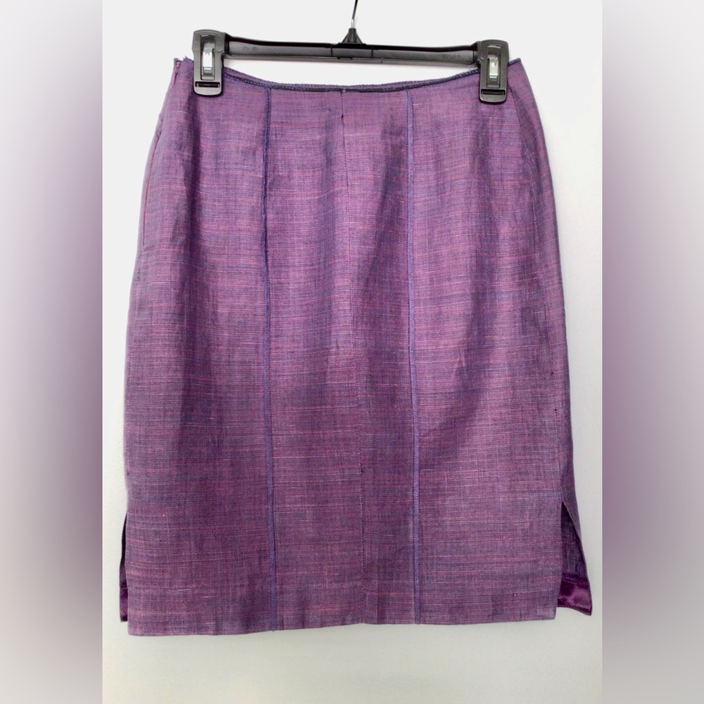 BARBAROSSA Purple Linen Knee-Length Pencil Skirt - US 2